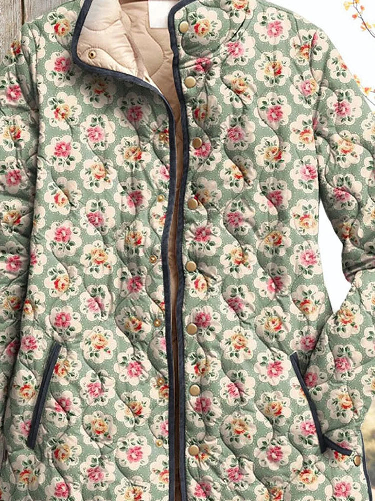 Denisse | Women's Vintage Cute Jacket Art Print with Flowers