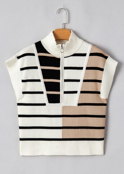Dalia® | Striped half zip sweater vest