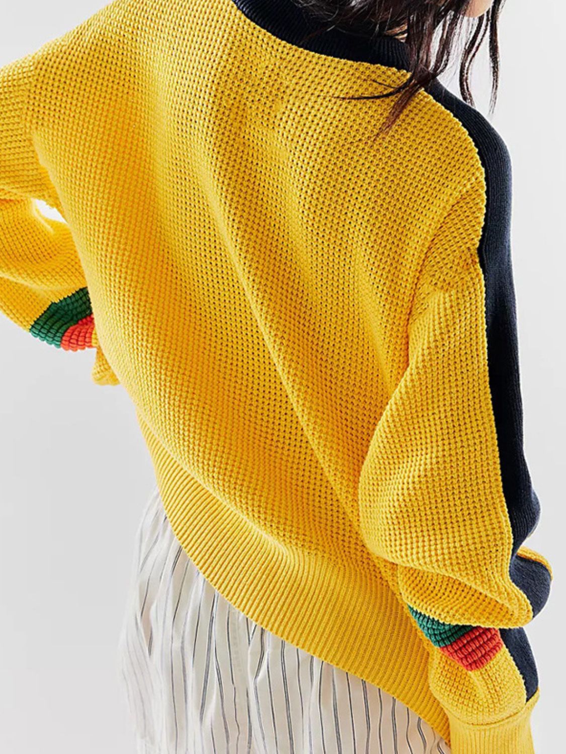 Danna® | Waffle knit contrast crew neck sweater