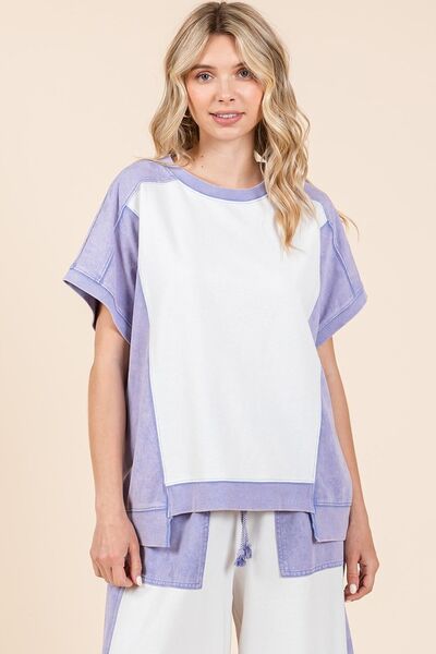 Aubrey® | Oversized short sleeve color block t-shirt