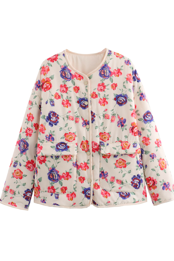 Carla® | Street V-neck Loose Cardigan Fashion Print Cotton Coat for Women