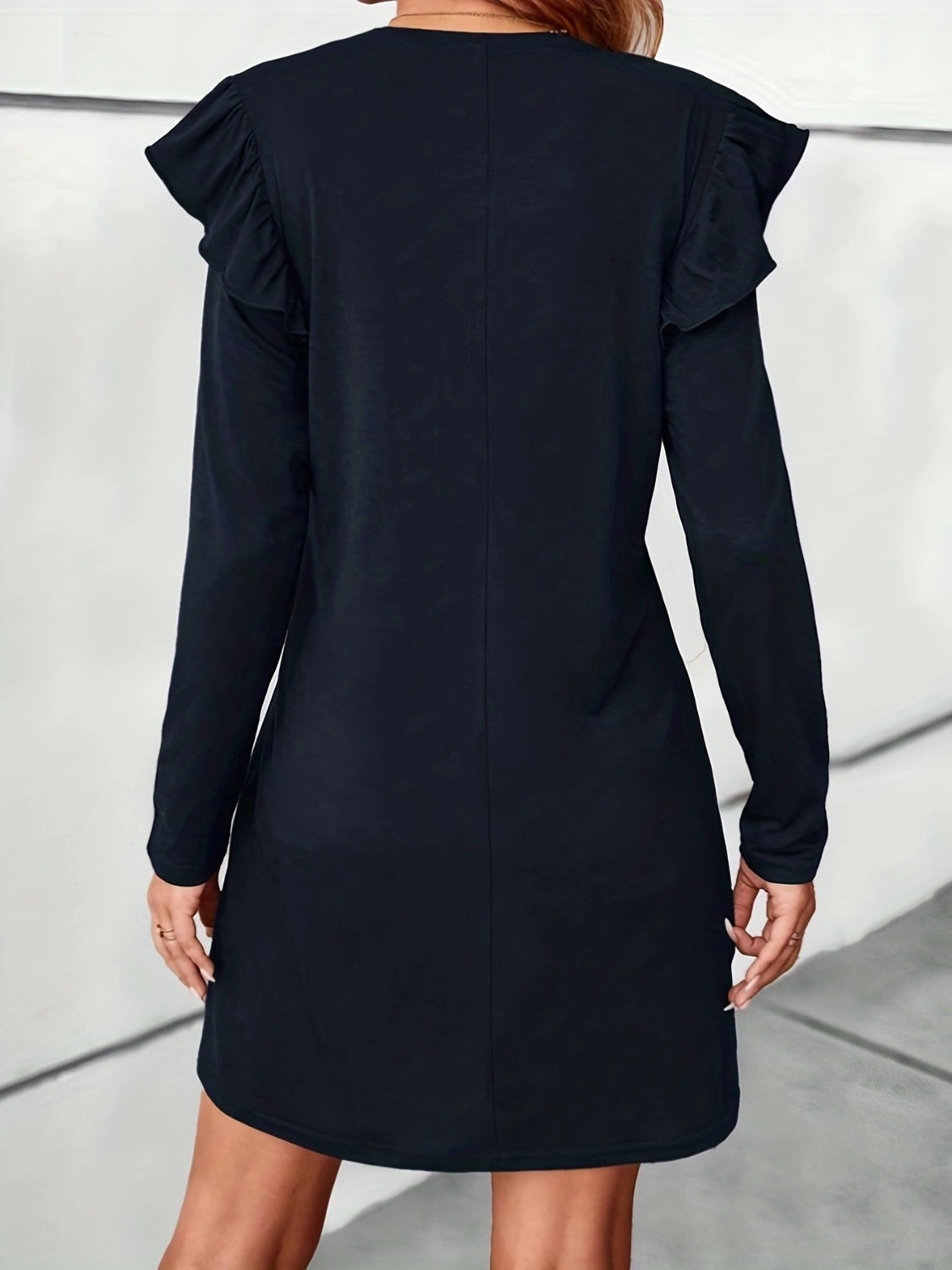 Antonia® | Ruffled, long-sleeved mini dress with a crew neck
