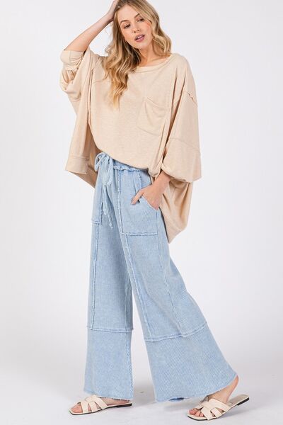 Adeline® | Structured, mineral-washed wide-leg trousers