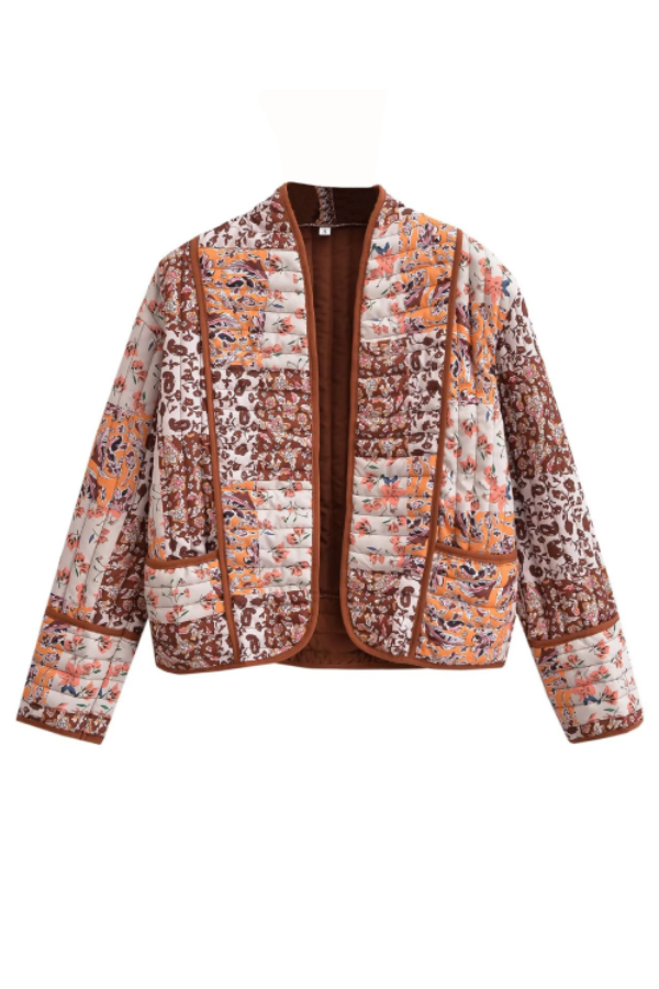 Alejandra® | Fashion Printed Loose Casual Cardigan Short Quilted Cotton Jacket