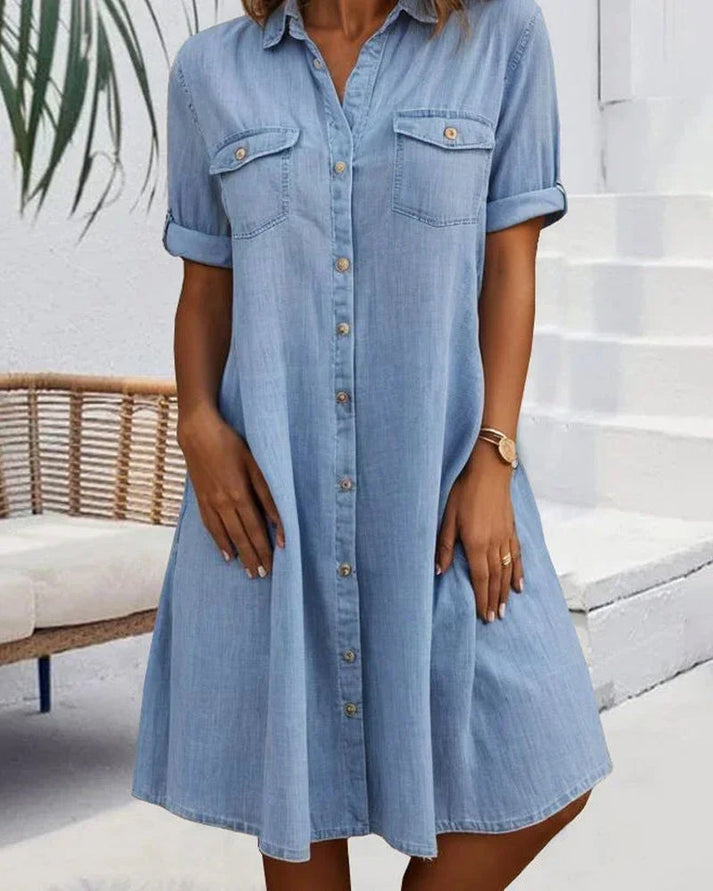 Joanna | Stylish Short Sleeve Button-Up Dress