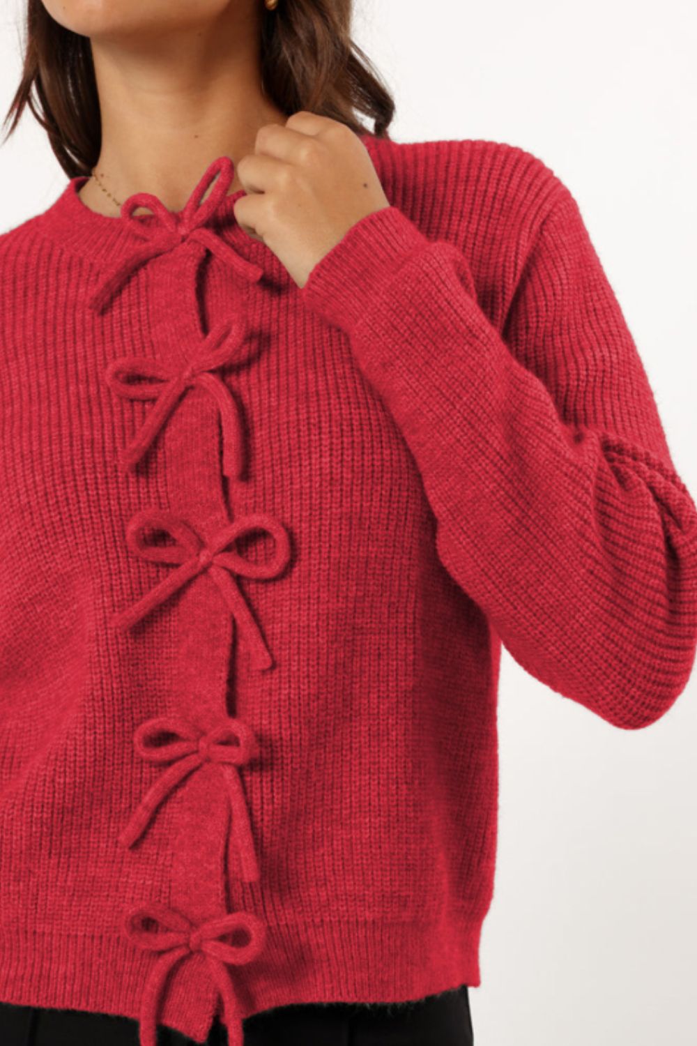 Amalia® | Knotted long sleeve cardigan