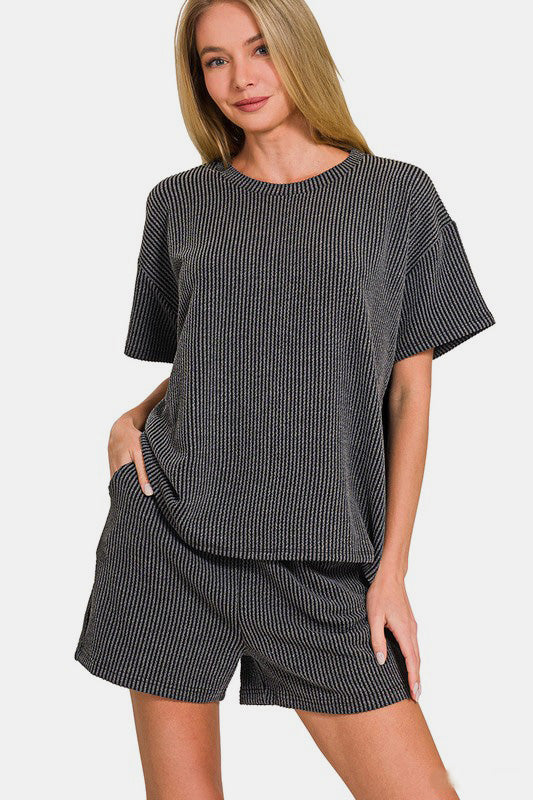 Bonnie® | Ribbed short sleeve t-shirt and shorts set
