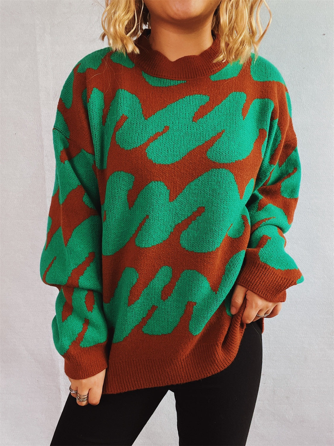 Anita® | Contrasting long-sleeved sweater with a crew neck