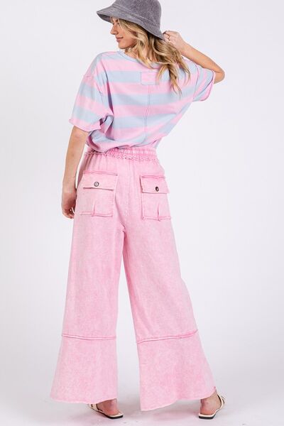 Eliza® | Wide-leg trousers made from mineral-washed terry cloth
