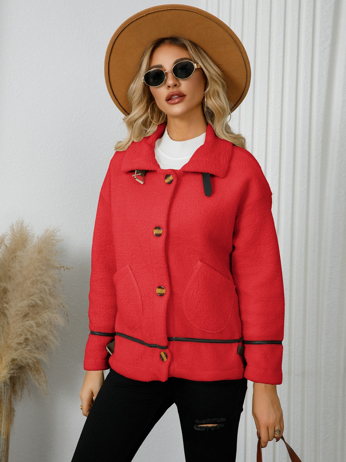 Edith® | Jacket with pockets and button placket and collar