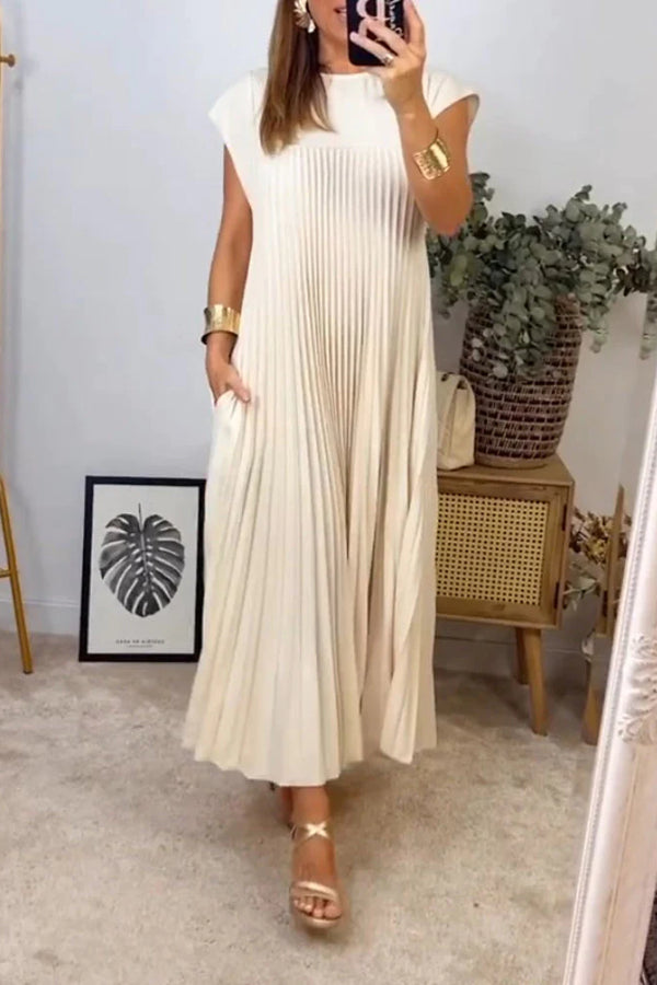 Anita® | Sleeveless pleated plain plain dress