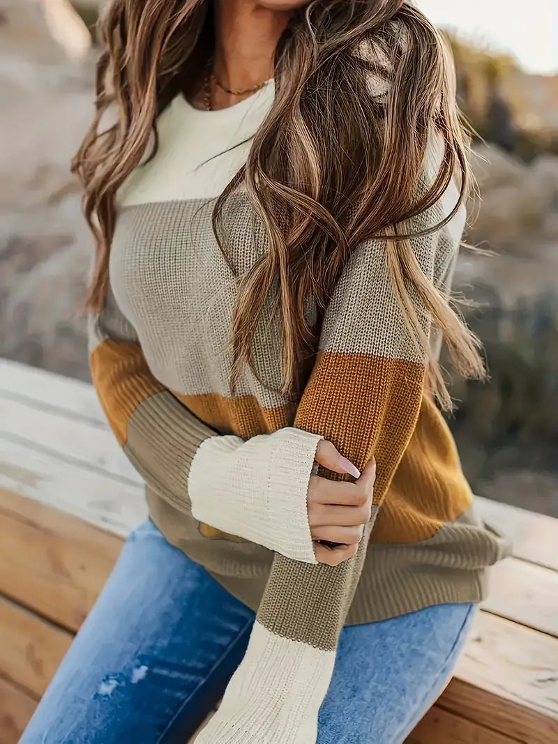 Delia® | Colorful knitted crew neck sweater