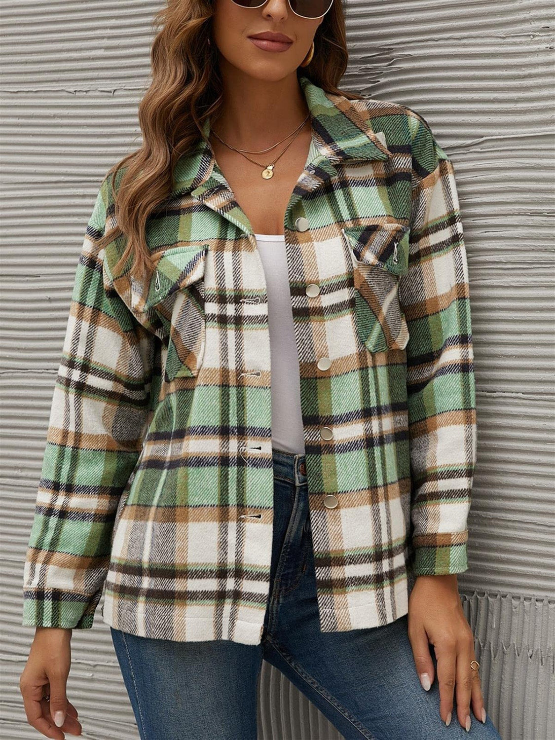 Dafne® | Checked, long-sleeved jacket with a collar
