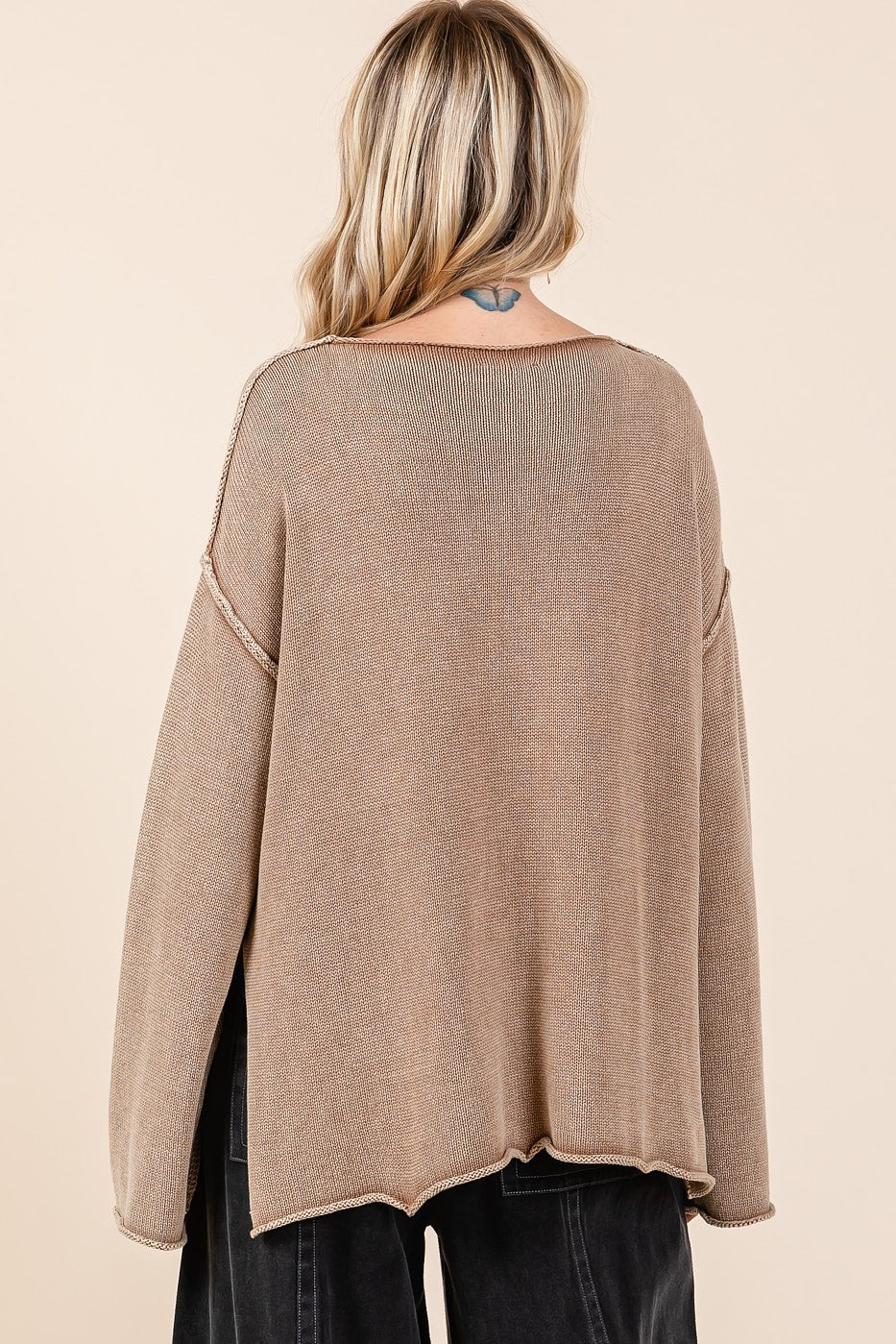 Dámasa | Mittoshop Mineral Wash Patch Pocket Cut Edge Pullover