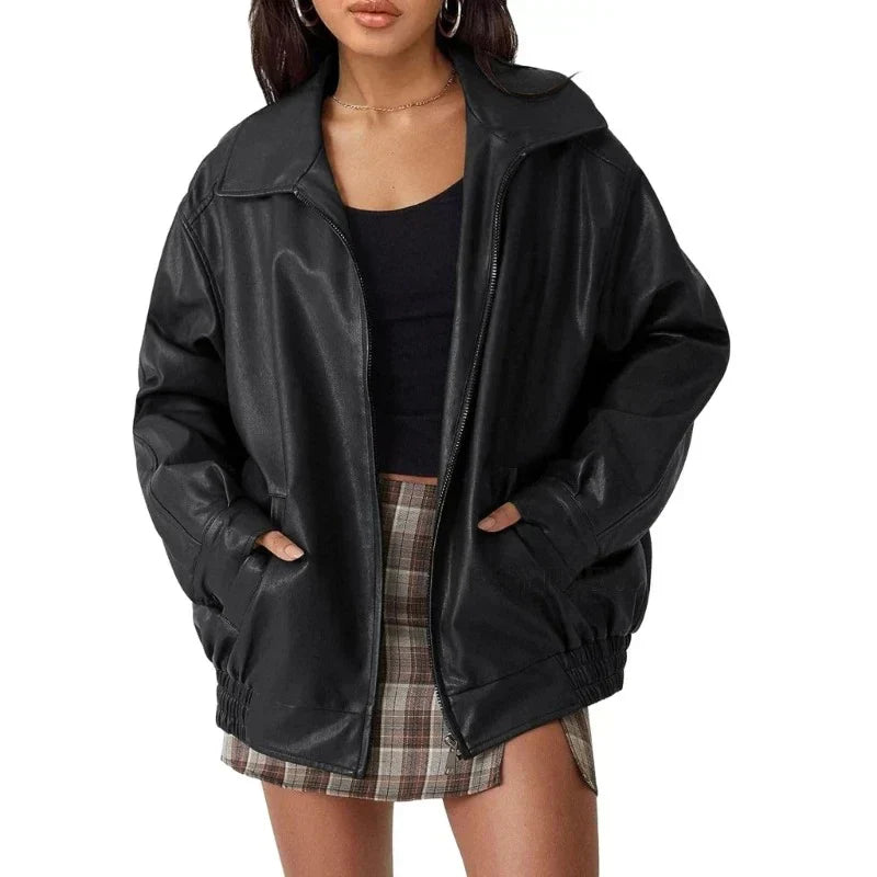 Cassandra® | Oversized women's leather jacket