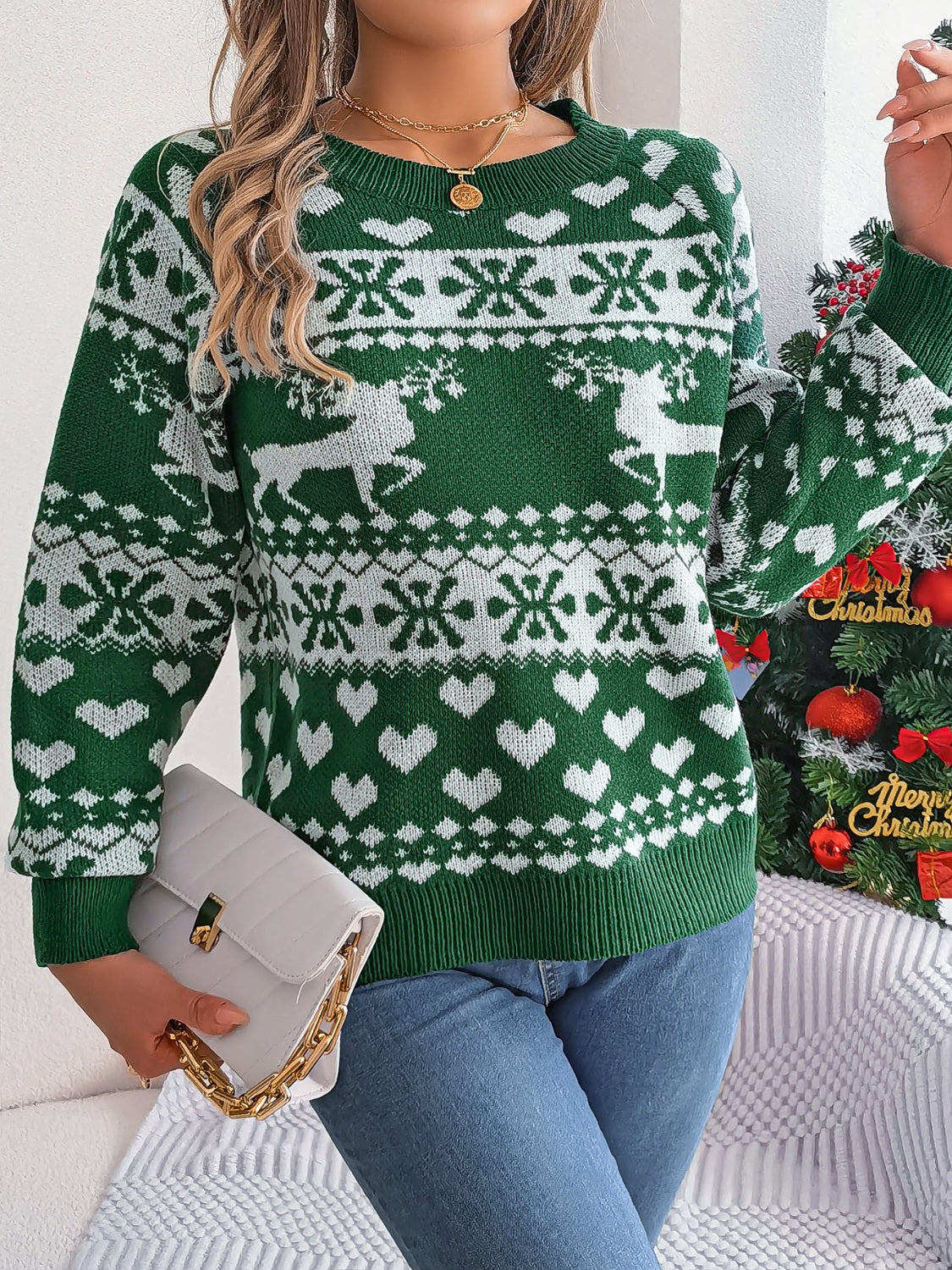 Corina® | Christmas Element crew neck long sleeve sweater