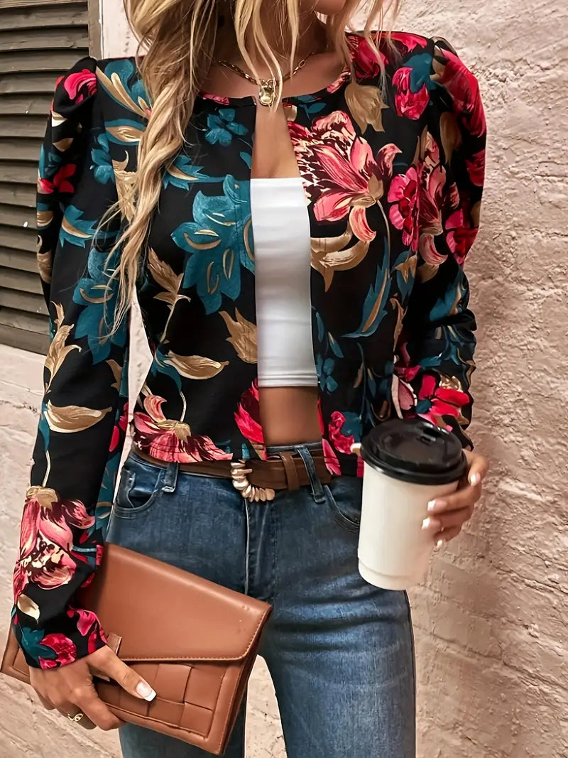 Audrey® | Floral Open Front Jacket