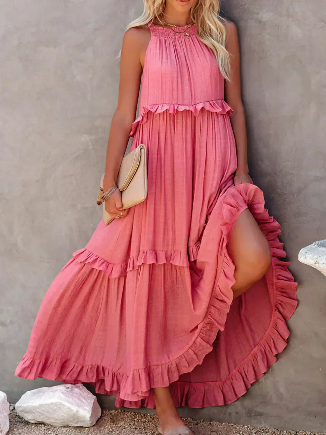 Molly | Elegant Sleeveless Ruffle Trim Dress for Women
