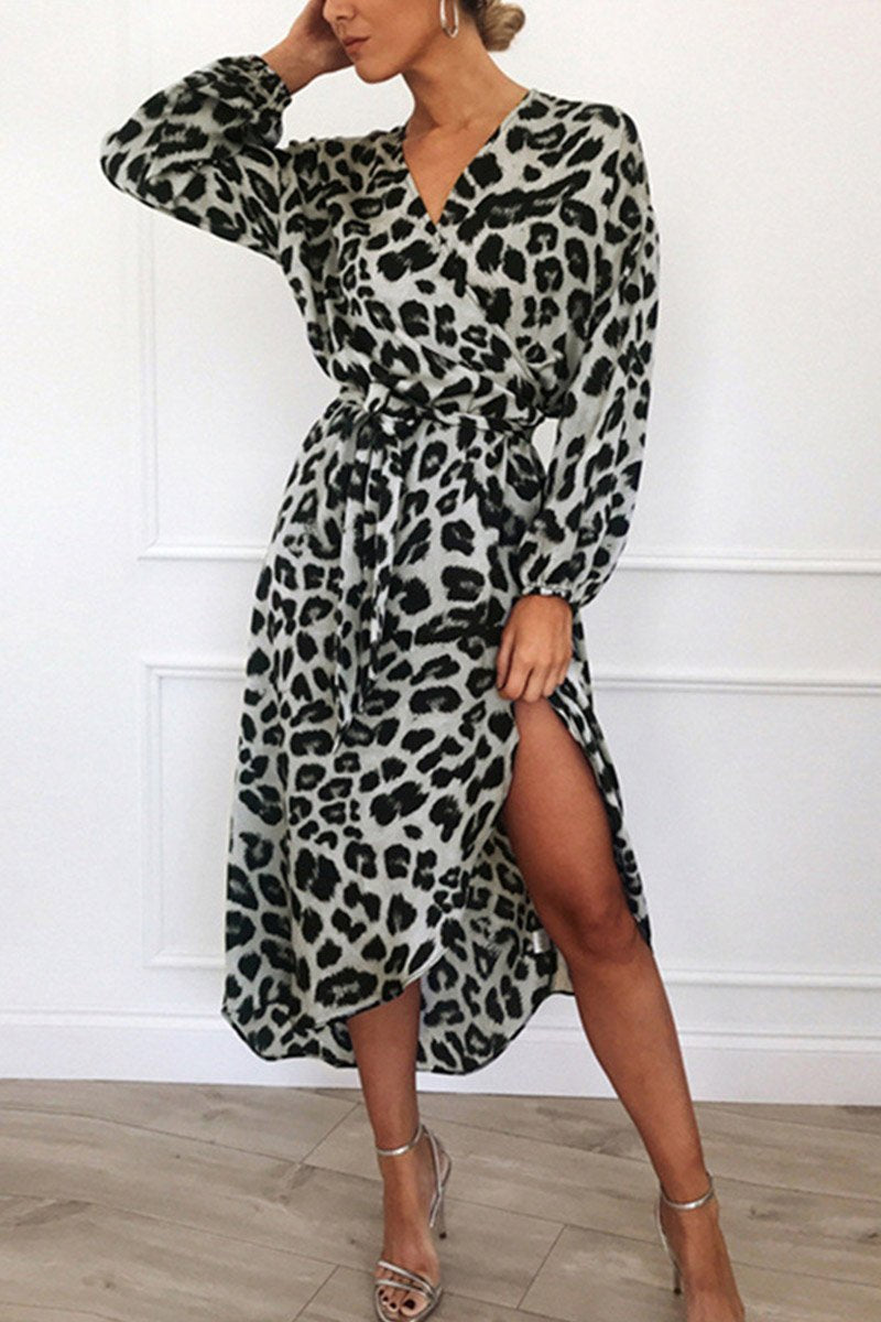 Claudia® | Cross neck dress with Onça print