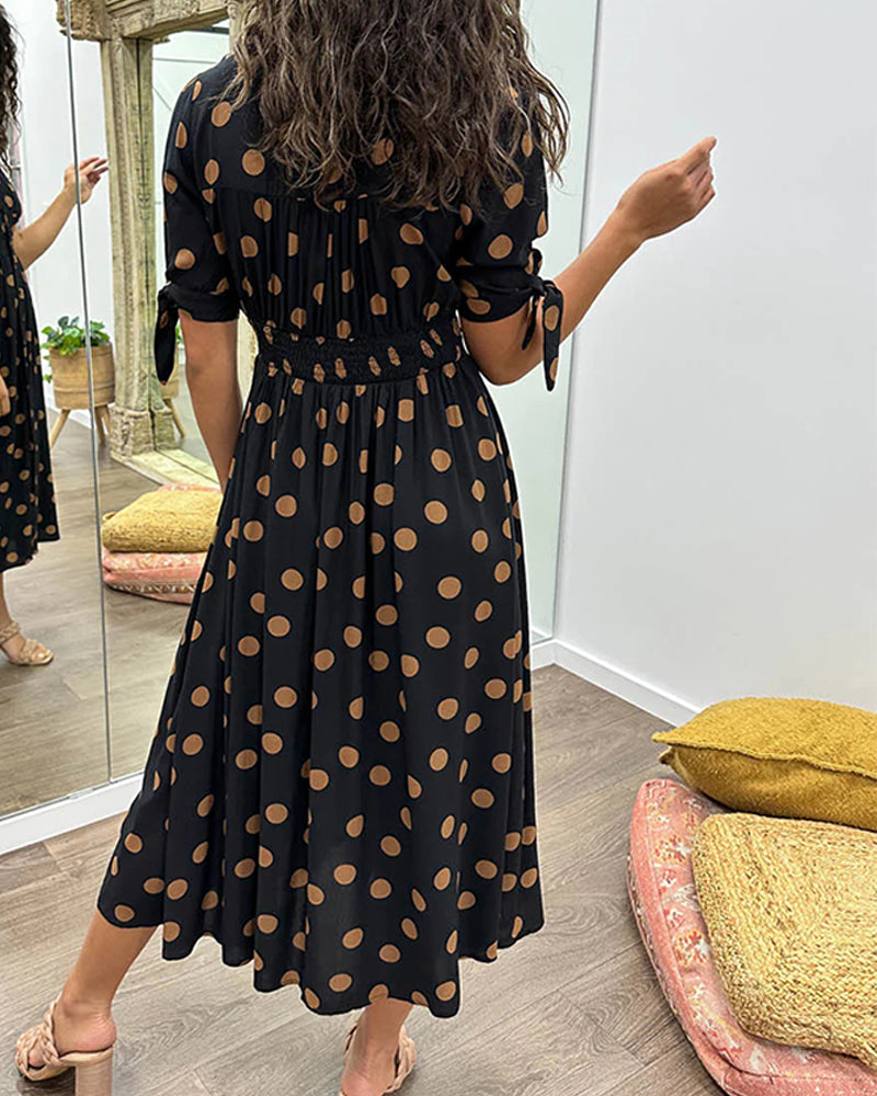 Cristina® | V-neck dress with polka dots