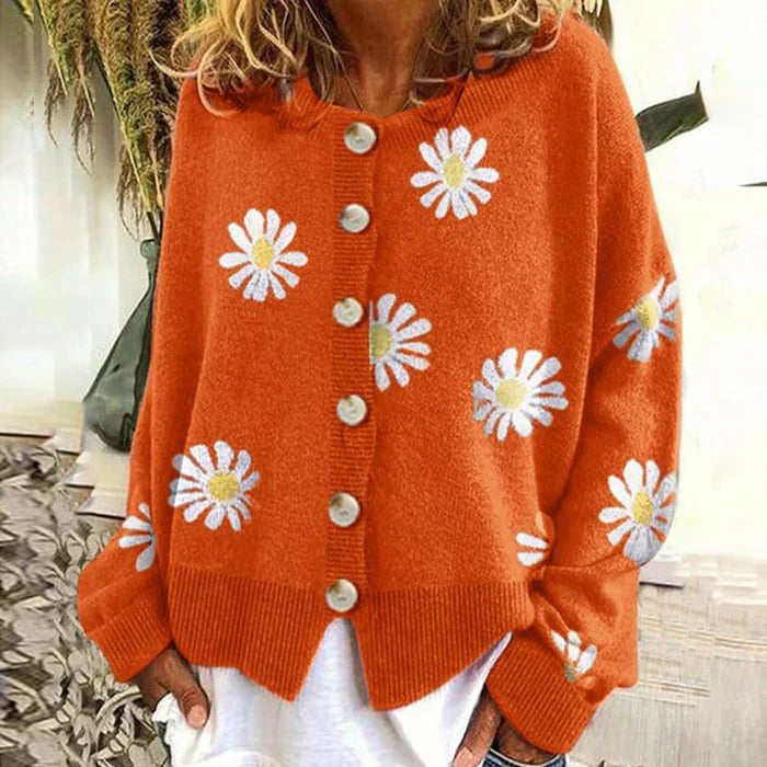 Clara | Women's cardigan with daisy design