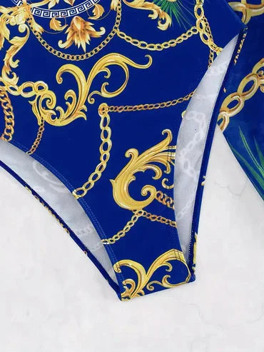 Diana® | Elegant Sleeveless Swimwear With A Blue Pattern