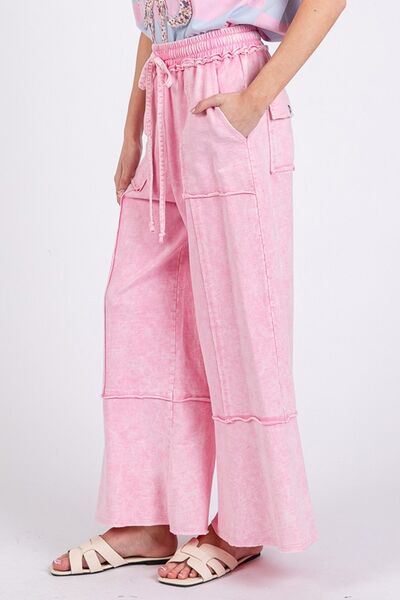 Eliza® | Wide-leg trousers made from mineral-washed terry cloth