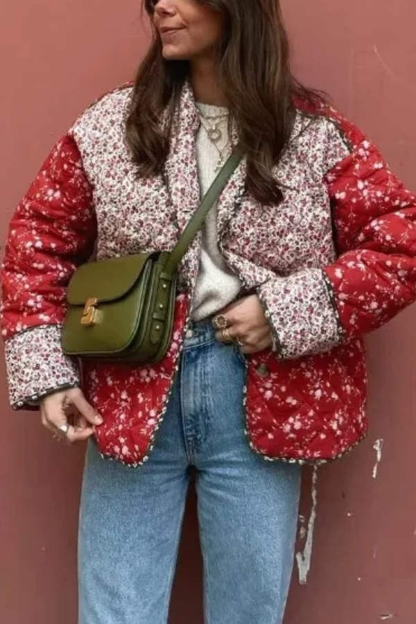 Amira® | Printed Contrasting Color Stitching Cotton Jacket