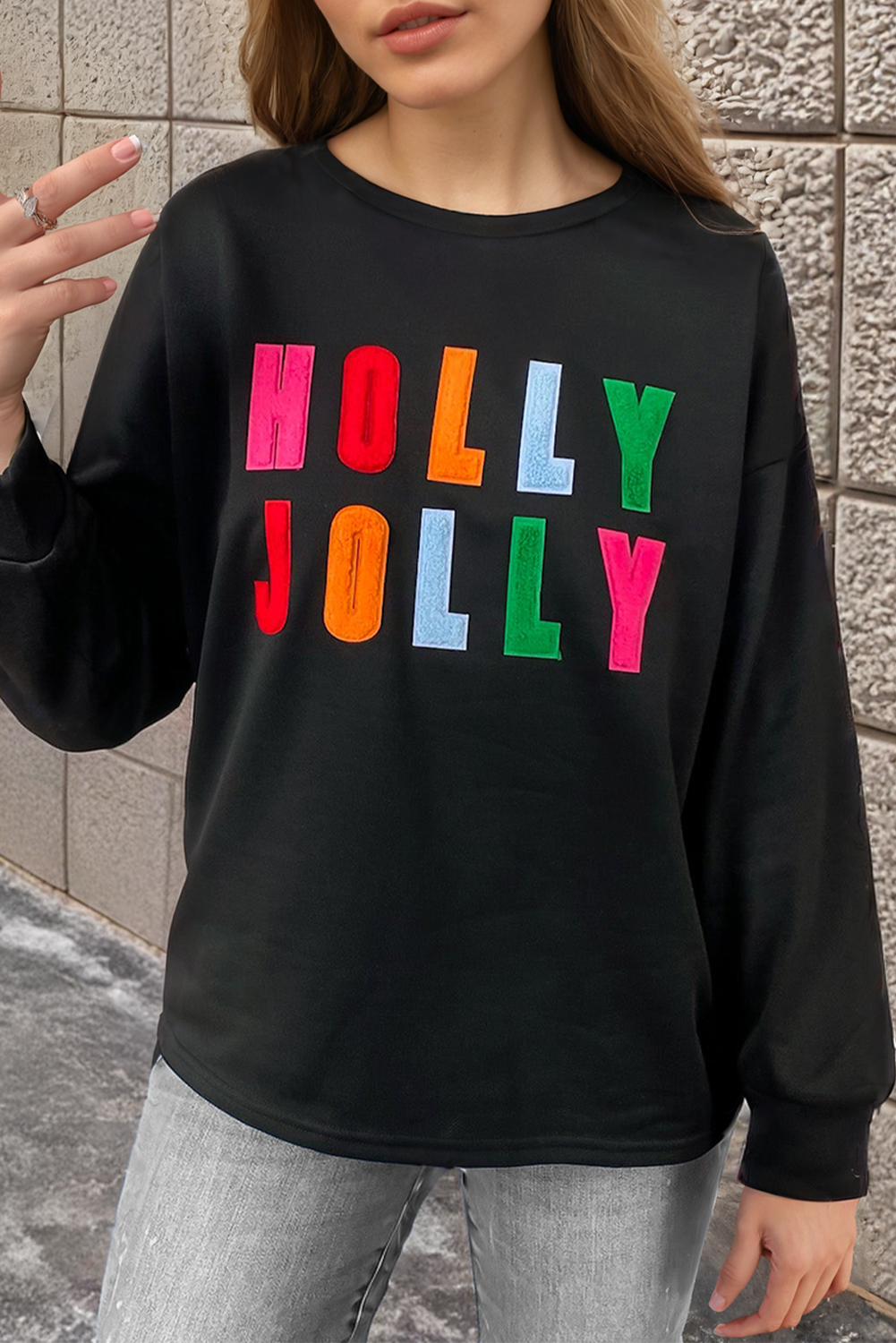 Elin® | Holly Jolly graphic long sleeve top