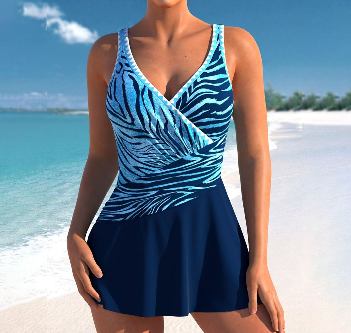 Carmen® | Modern Sleeveless Swimwear In Fresh Blue