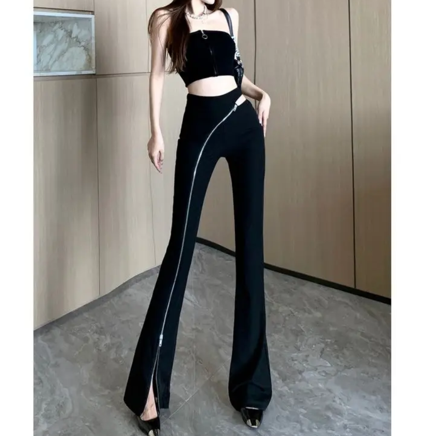 Abigail® | Bootcut trousers women's high-waist bootcut trousers with asymmetrical zip