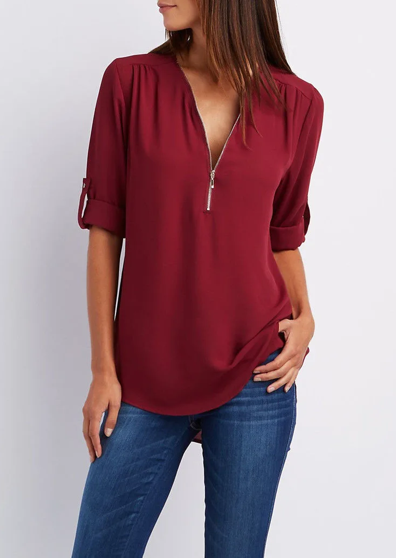Breanna® | Chiffon Blouse With Zipper