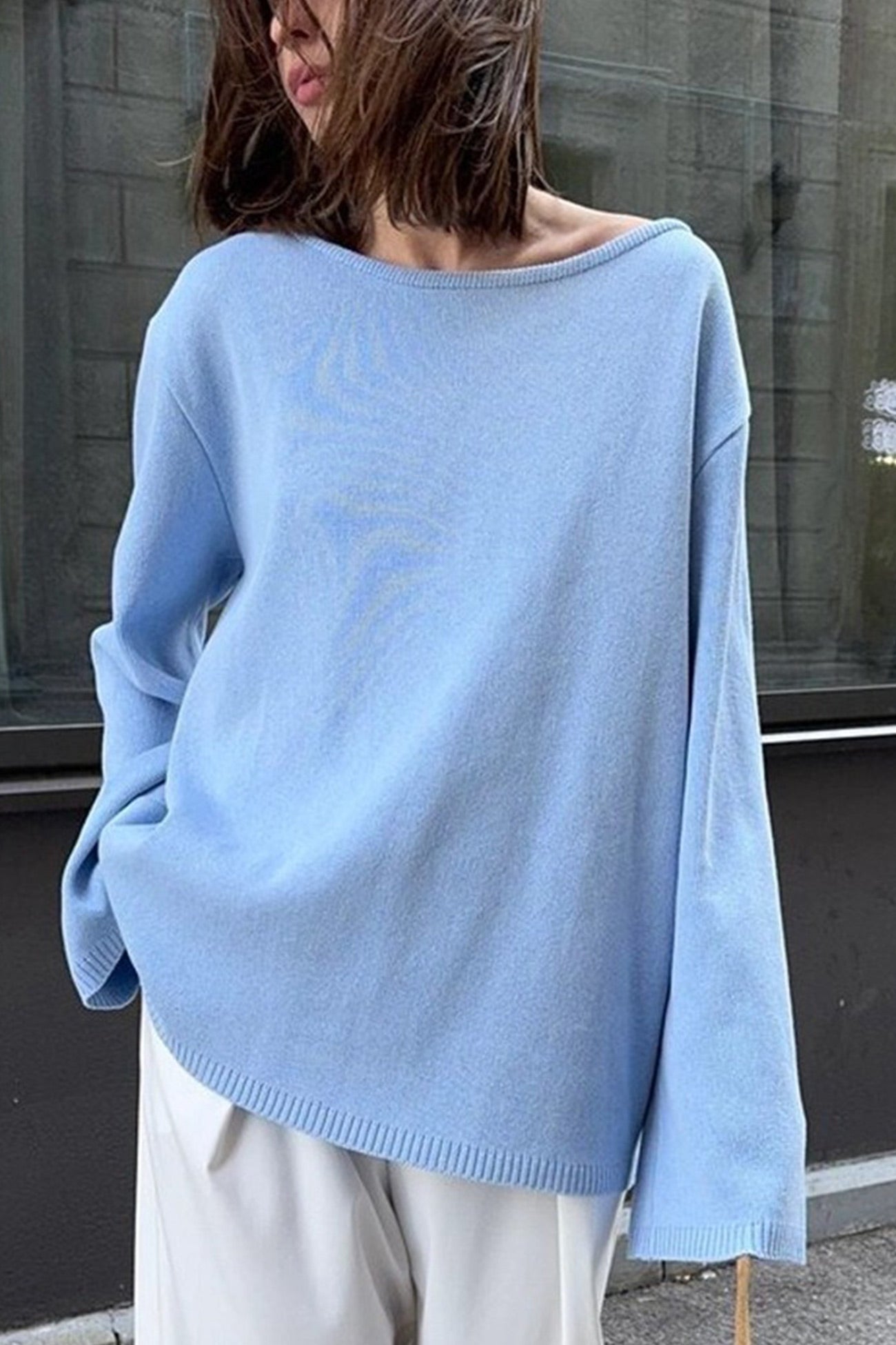 Elena® | Crew Neck Backless Cotton Sweater