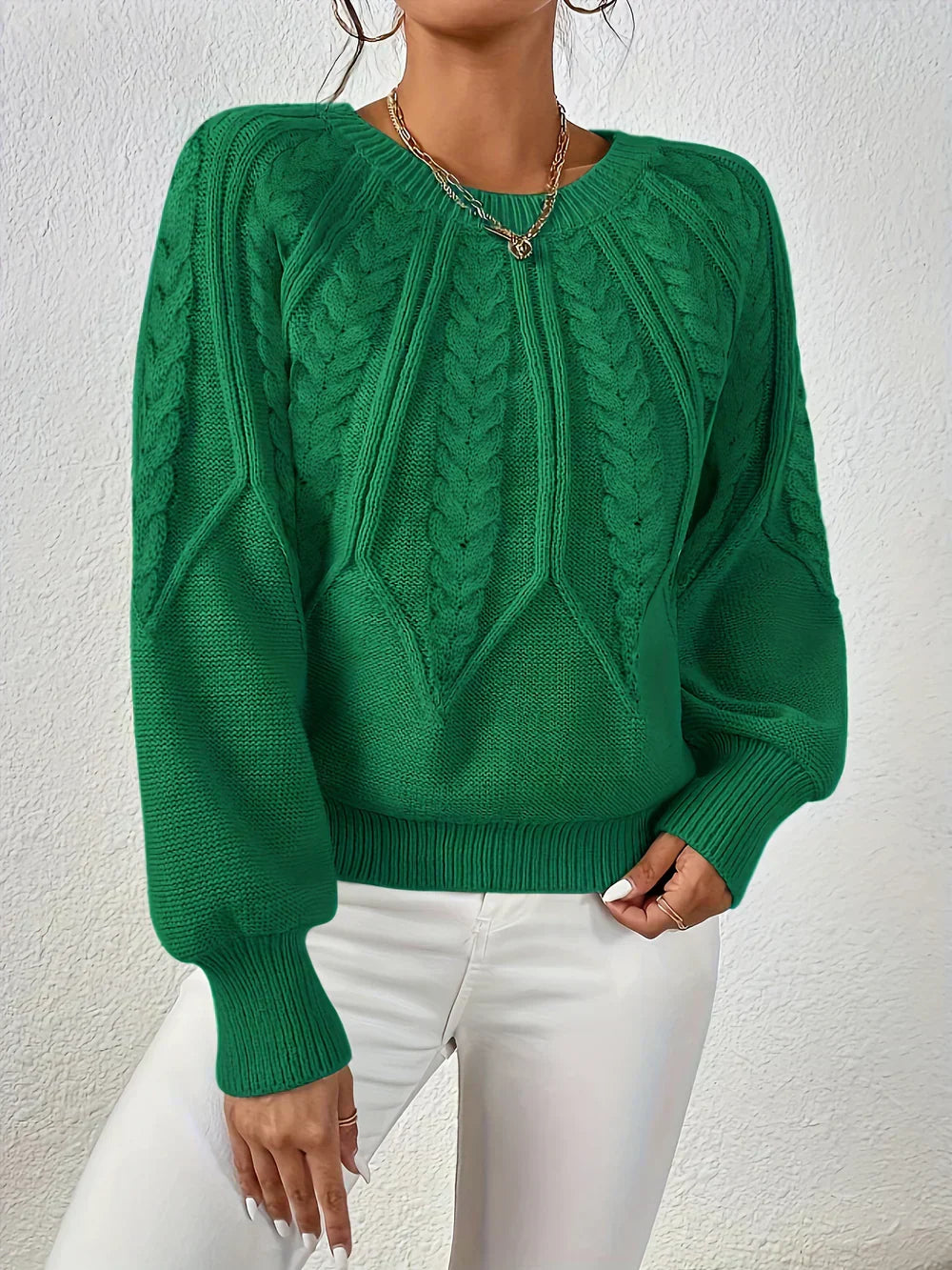 Jillian | Women's Cable Knit Raglan Sleeve Sweater