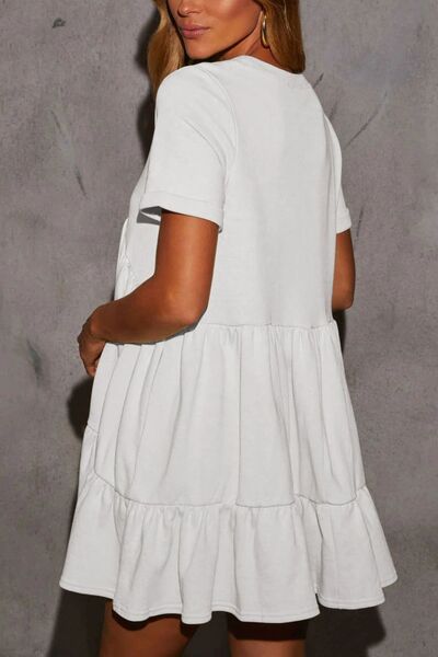 Aranza® | Tiered, short-sleeved, crew-neck mini dress