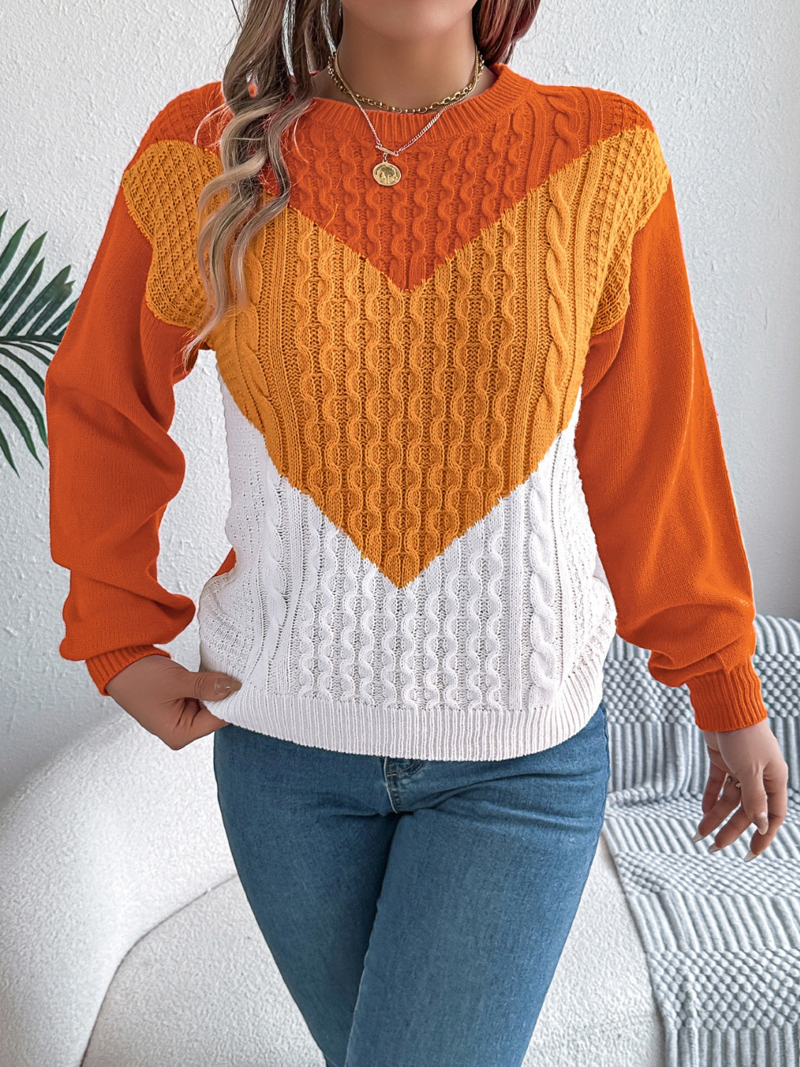 Dominique® | Contrasting long-sleeved sweater with a crew neck