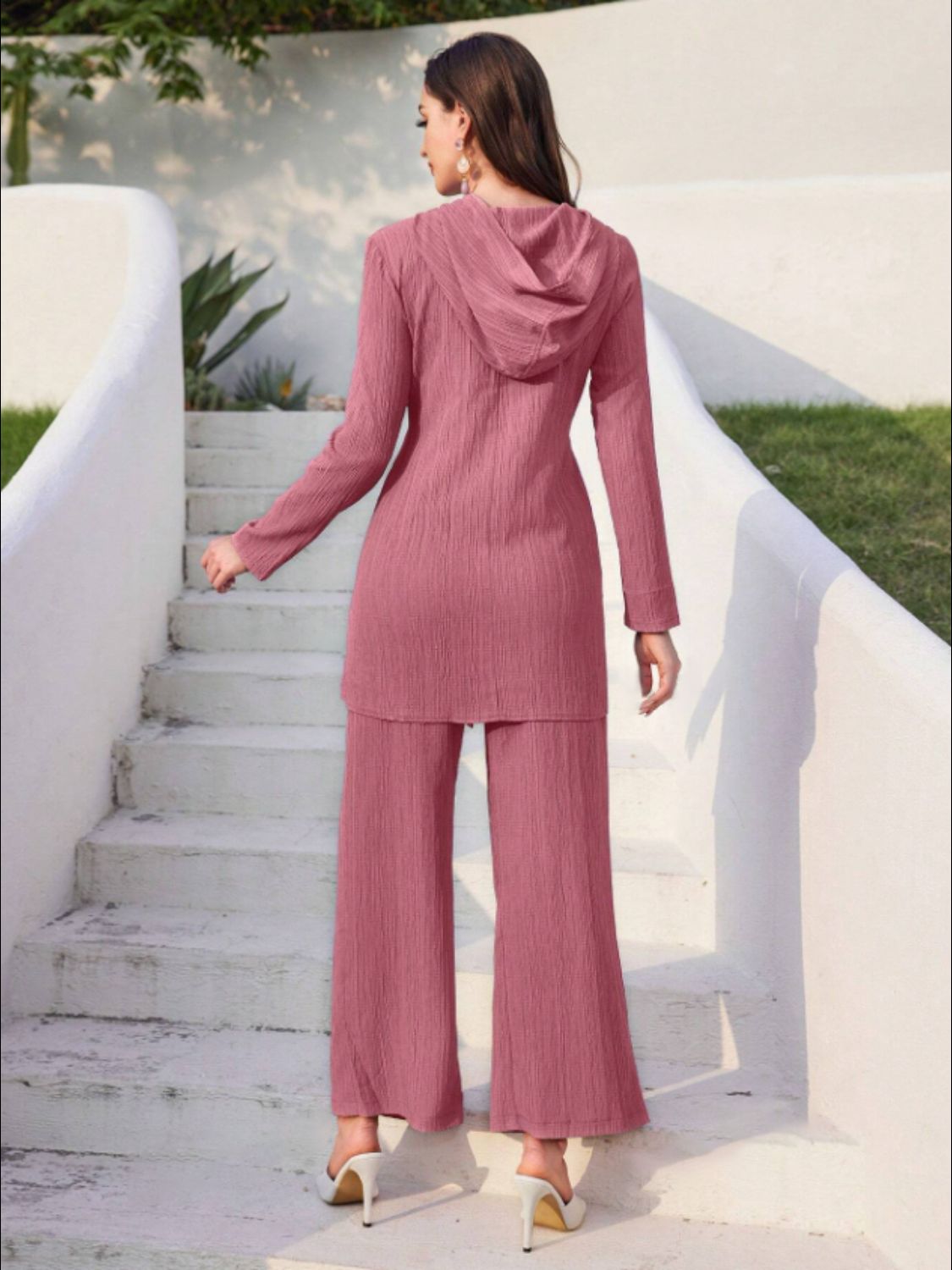 Annelie® | Set consisting of a long-sleeved hooded top and tie-dye trousers