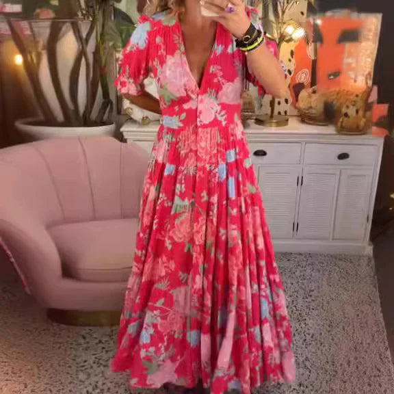 Elena® | Elegant long dress with V-neck