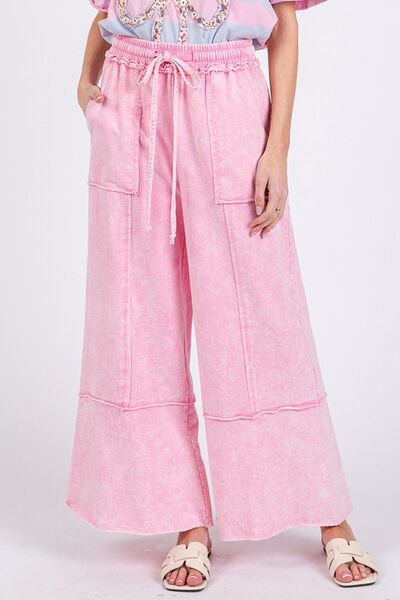 Eliza® | Wide-leg trousers made from mineral-washed terry cloth