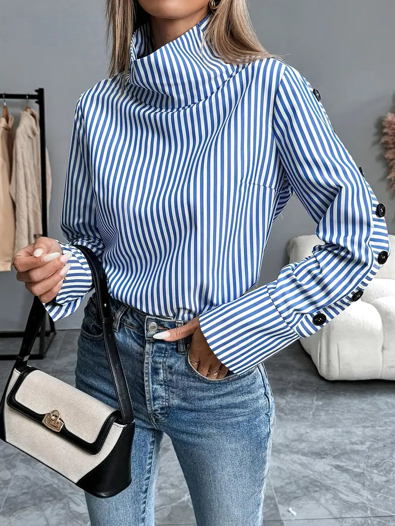 Celeste® | Striped Blouse With High Neck