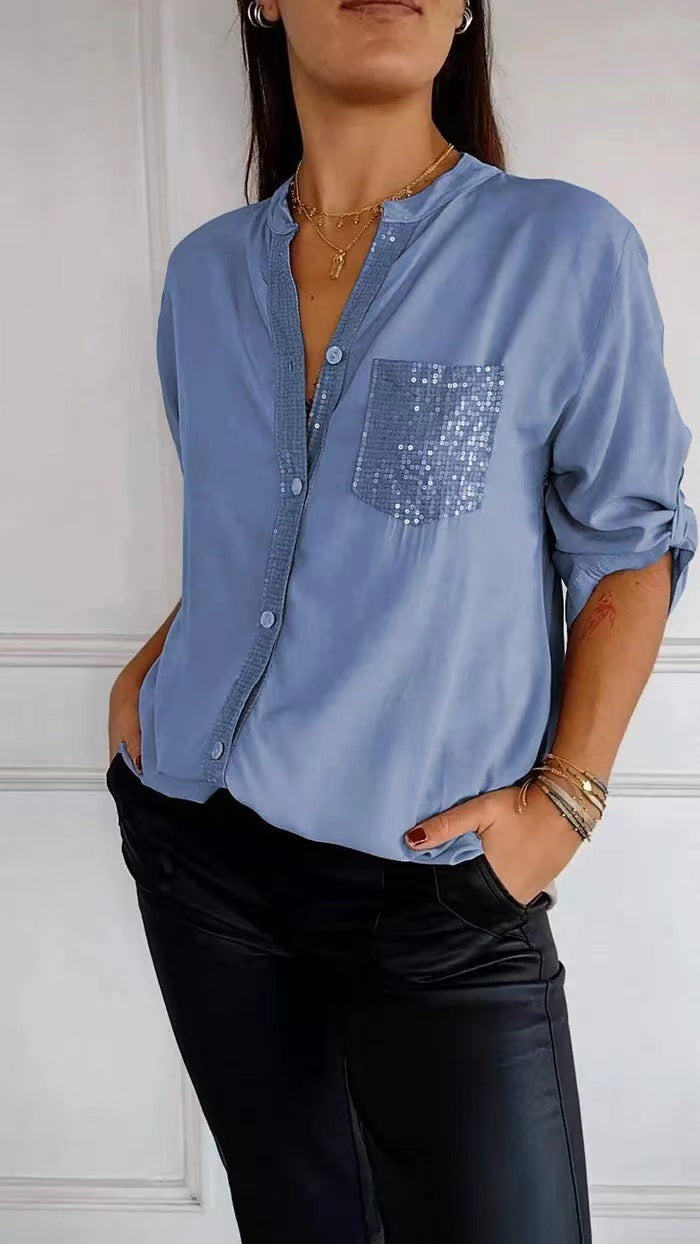 Bubnash® | Glitter Blouse With Sequin Pocket