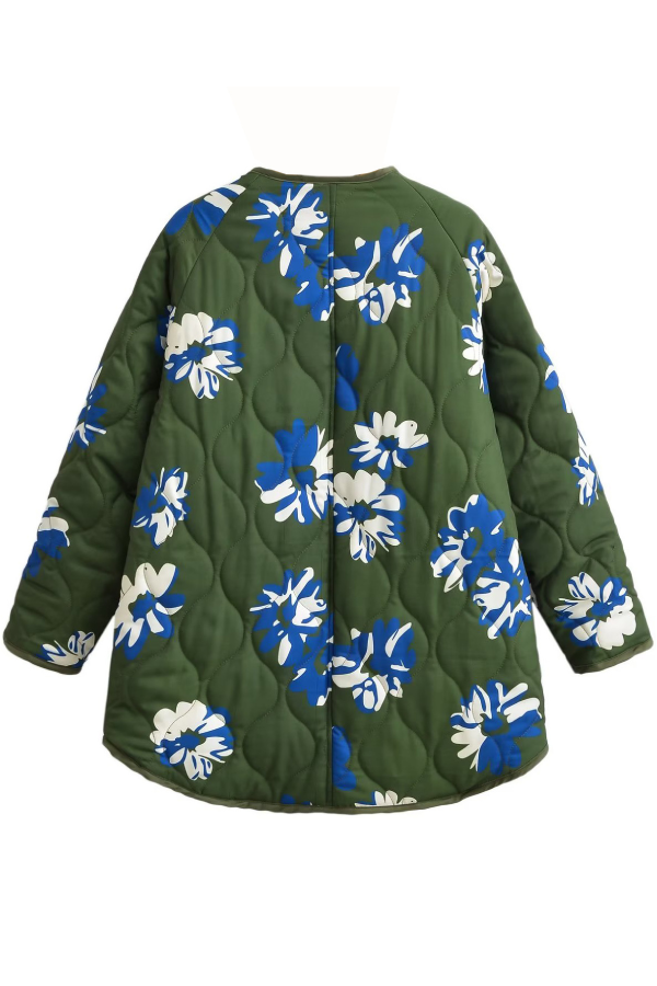 Delia® | Floral Printed Round Neck Single Breasted Thin Cotton Jacket