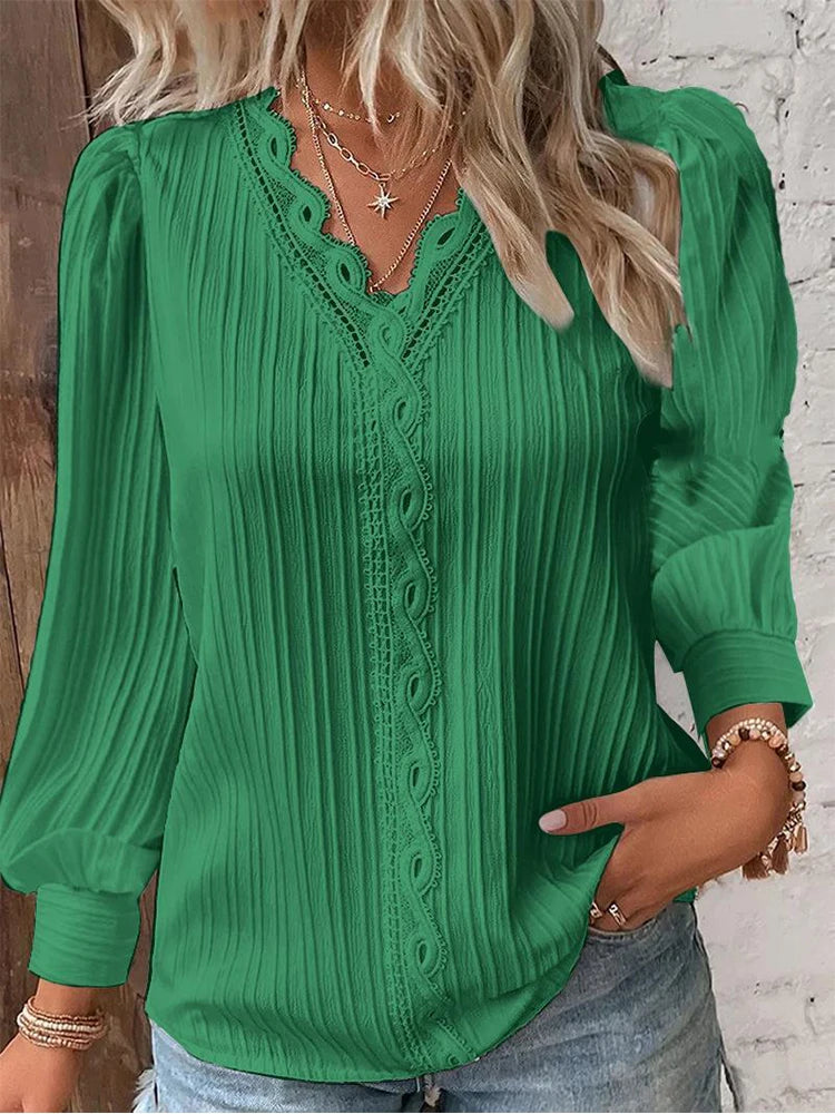 Anahí® | Long Sleeve Blouse With V-Neck
