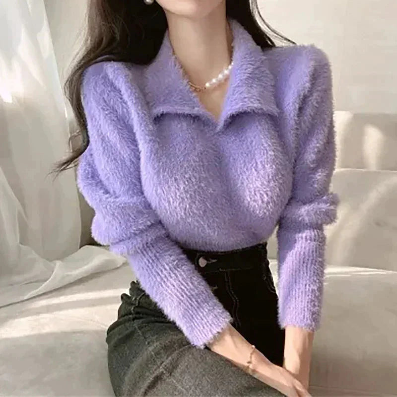 Camila® | Collared sweater Elegant knitwear with lace details