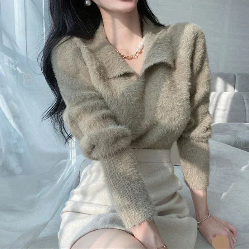 Camila® | Collared sweater Elegant knitwear with lace details