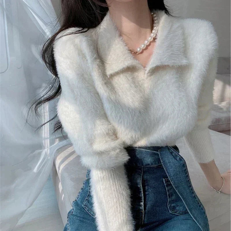 Camila® | Collared sweater Elegant knitwear with lace details