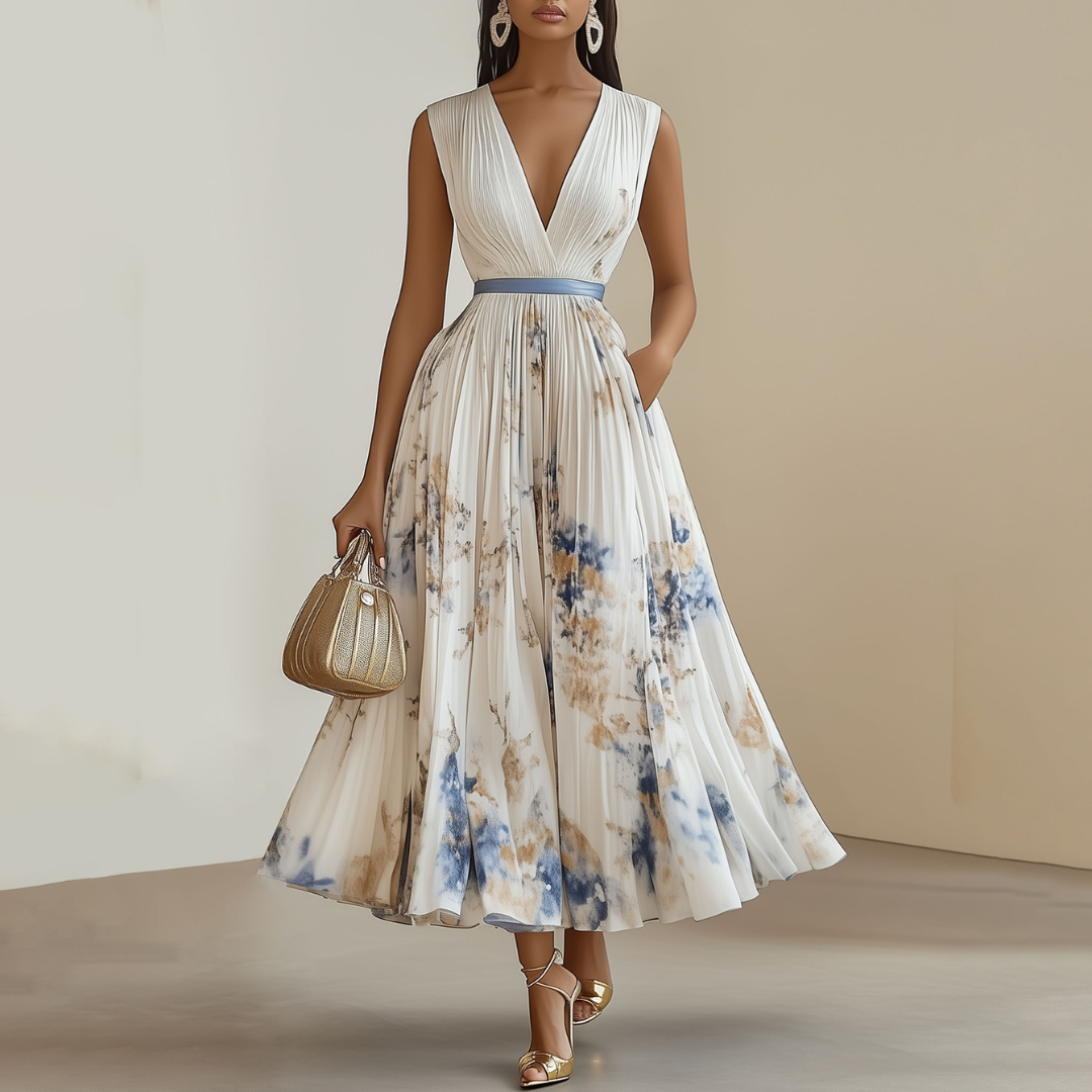 Jessie | Elegant Floral Ceremony Dress in Blue and White