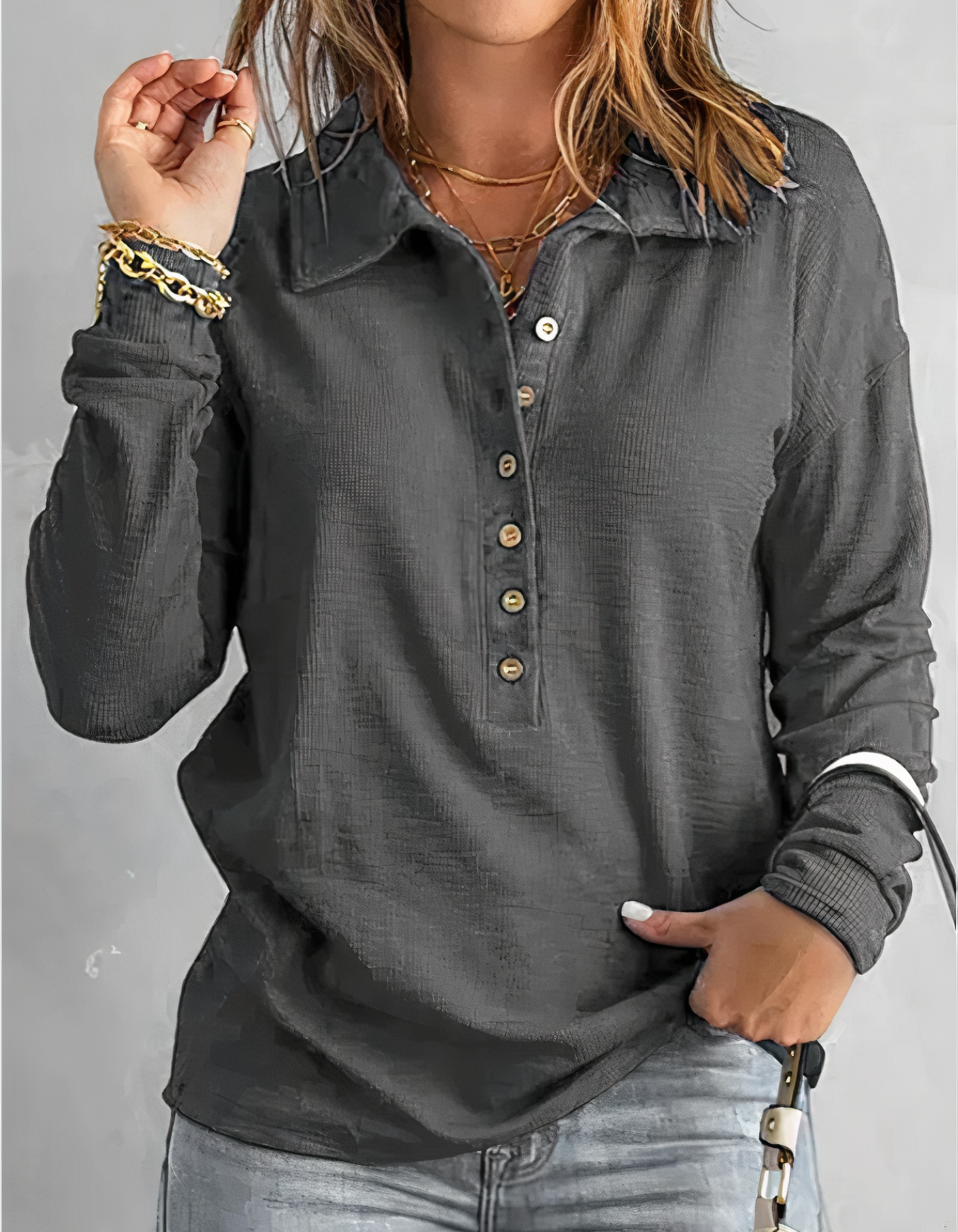 Eileen® | Long sleeve polo shirt for women