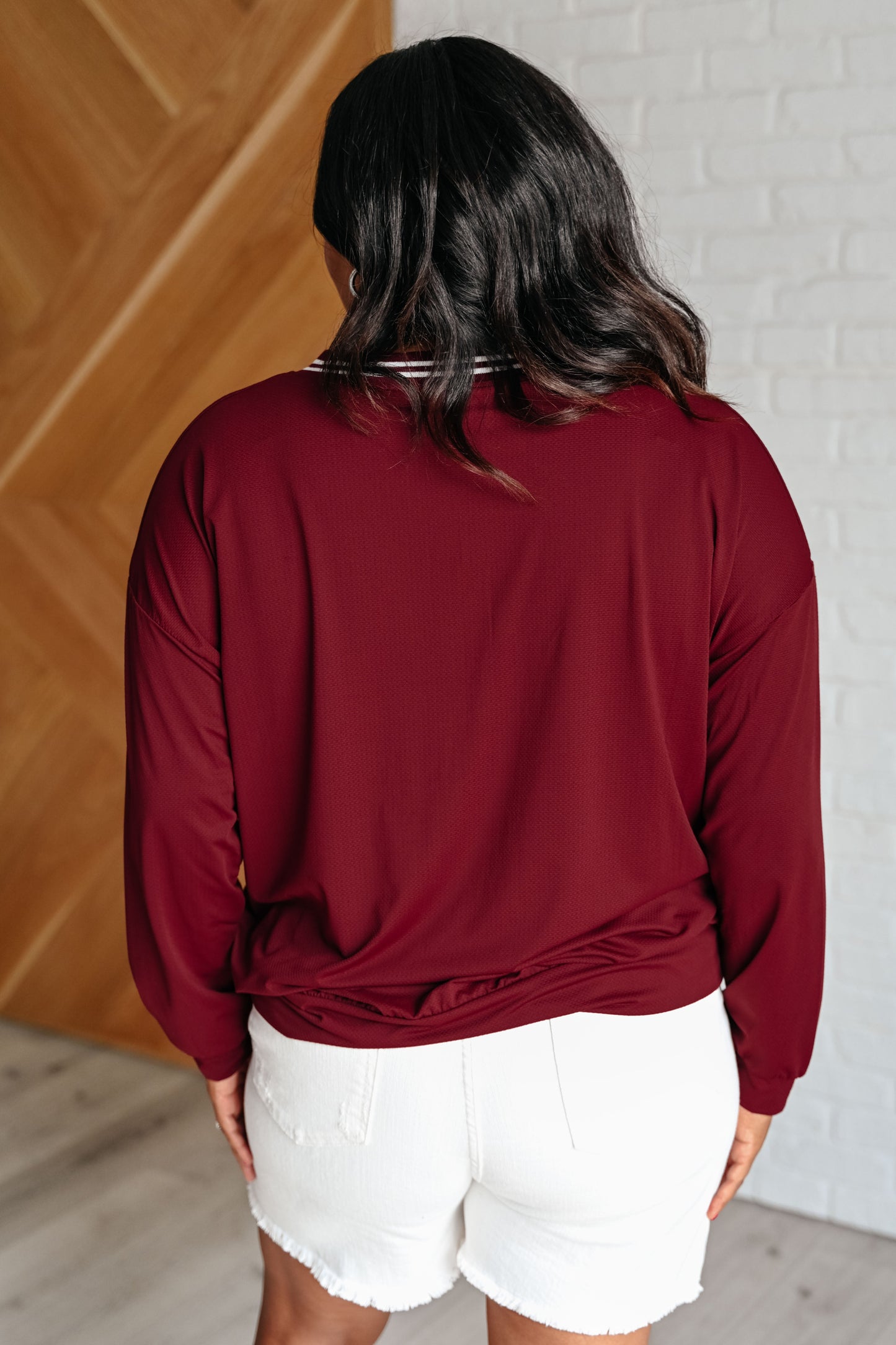 Bruna® | All Out Comfort V-neck sweater in Red Merlot