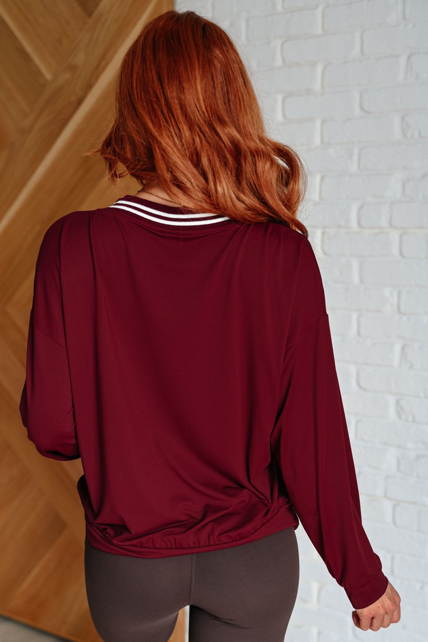 Bruna® | All Out Comfort V-neck sweater in Red Merlot